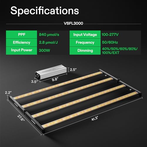 VIVOSUN VSFL3000 Bar LED Grow Light, 300W 4 Bars Plant Grow Light, Foldable & Dimmable, Full Spectrum with UR/FR Light for Indoor Plants by VIVOSUN - Image 8
