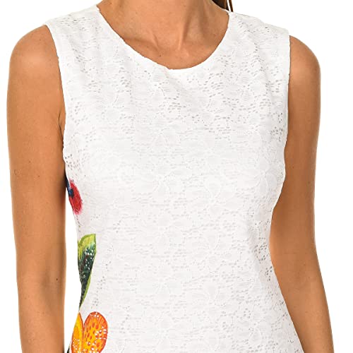 Desigual Women's Blues Woven Sleeveless Dress, White, Xl #TOP1