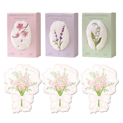 Sitengle タオル ギフト 6個 個包装 メッセージカード付き 引っ越し 挨拶 退職ギフト 結婚式 プチギフト 可愛い 花刺繍ループ付きタオル プレゼント 女性 誕生日 母の日 ありがとう お返し 記念品 景品 粗品 (セットB 6個)