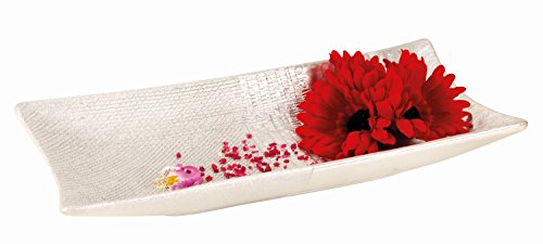 Moderna e grande ciotola decorativa per frutta in ceramica argento 39x18 cm