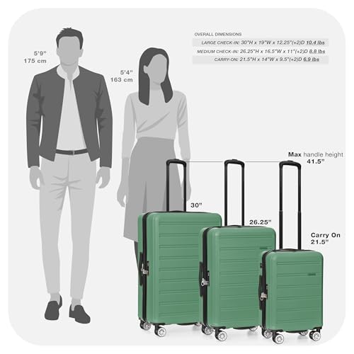 Travel Select Snowcreek Hardside Expandable Spinner Luggage w/USB Port, Green, 21-Inch Carry-on3