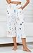 Kabento Women Pajama Pants Capri Cotton Sleep Lounge Pj Bottoms with Pockets, Floral White, Medium