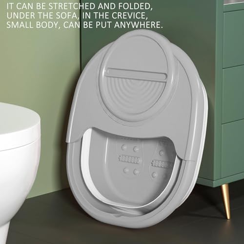 Tina Plegable para Pies Plástico Portátil con Tapa Gris miniatura 3