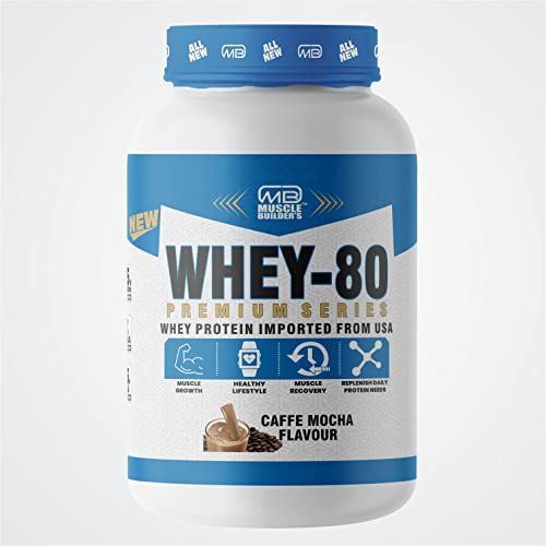 Image of M B Muscle Builder's Whey Protein With 24g Protien | 6g BCAA | 0g Sugar | USA Imported Whey Protein | Caffe Mocha Flavour | 2.2 Lb