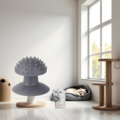 Image of Grey Cat Corner Self Groomer - Remove Loose Fur, Removable Design for Cleaning, Massage Combs for Short and Long Fur, Grooming Brushes for Cats and Kittens