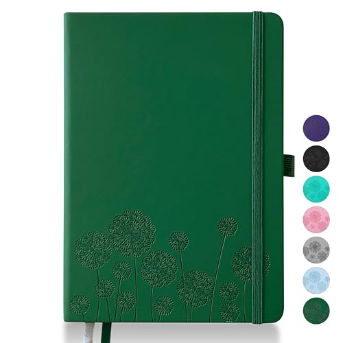 Qefuna Notebook-Tagebuch f&uuml;r Frauen, Notizbuch A5 Leder Journaling Notebooks f&uuml;r die Arbeit, 200 Seiten Reisetagebuch f&uuml;r Frauen M&auml;nner mit Stifthalter und Farbband, 5.78'&times;8.34'(Gr&uuml;n)