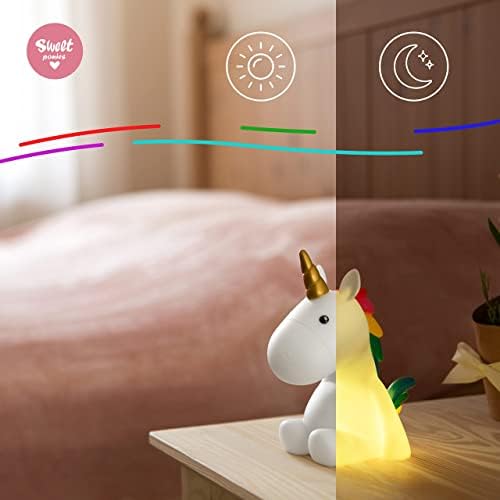 Sweet Ponies Unicorn LED Night Light - Color Changing Bedroom Lamp in Gift Package - Rechargeable