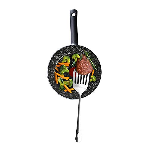 Frigideira Francesa Rochedo Stone Pro 28 cm, Efeito Pedra - Preto e Cinza