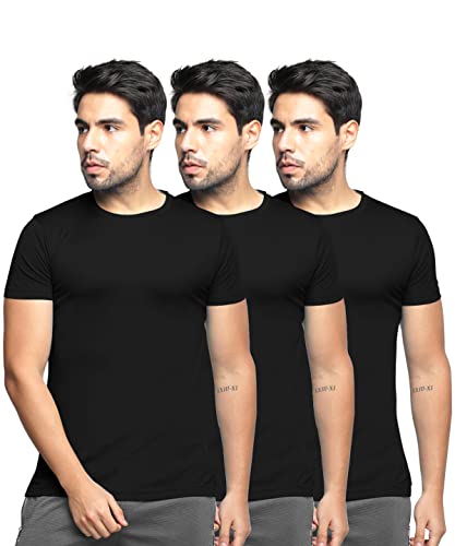 Image of BULLMER Solid Cotton Blended Half Sleeve Round Neck Tshirt for Men