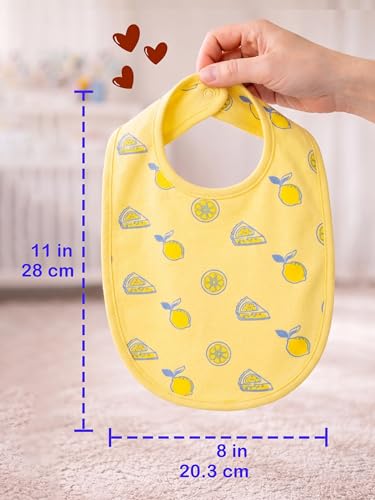Image of Kidbea Organic Cotton Baby Bib, Adjustable Snap Closure Soft Absorbent Feeding Bibs Apron for Newborns & Infants Child With Cute Prints | Reusable Baby Essential