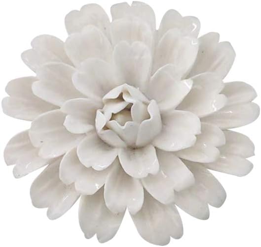 Ceramic Flower Artificial Wall Decor Hanging Decoration Handcrafted Ornaments White Peony 4.7