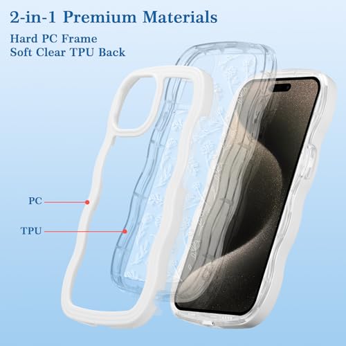 Coque iPhone 14 Pro QLTYPRI silicone transparent motif fleur blanc - 2
