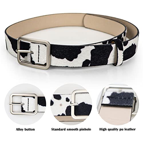 FERCAISH Waist Belts for Women Fashion Animal Print Leather Belt Cow Print Belt2