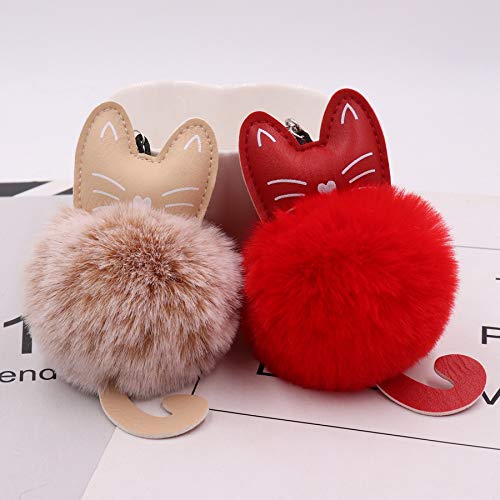Hongtai Schattige bont bal sleutelhanger kat zachte pompom bal auto sleutelhanger dames auto tas accessoires sleutelhanger gift (Color : 16) - Image 4