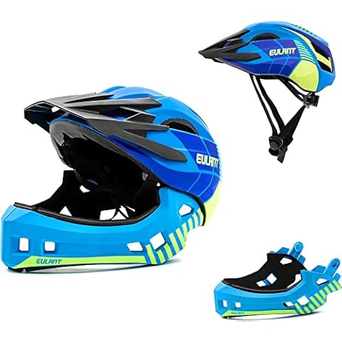 Casco Integral de Bicicleta para Niños con Protector de Barbilla y Visera Desmontable Cover