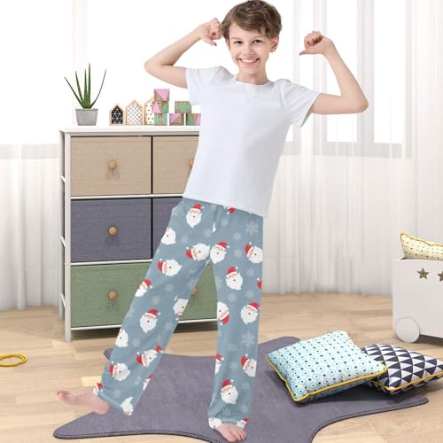 Boy's Lounge Pants Santa Claus Christmas Elements Kids Jogger Pants Elastic Waist Long Bottoms with Pockets 6-14Y4