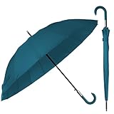 BESCH Paraguas Largo Clásico Grande Automático y Resistente al Viento (Azul Oscuro)