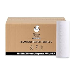 The Cheeky Panda – Bamboo Paper Towels Bulk | 7 Paper Towels Rolls | 130 Paper Towel Sheets Per Roll | 2 Ply | Strong and Sustainable