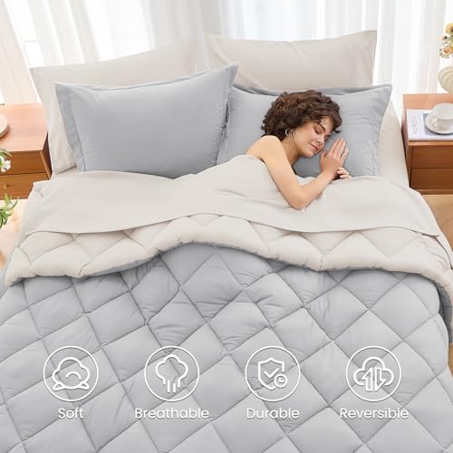 MUXHOMO 7 Pieces Comforter Set, Reversible Bed in a Bag for All Season, Bedding Set with Comforter, Flat Sheet, Fitted Sheet, Pillowcases & Shams - Image 7