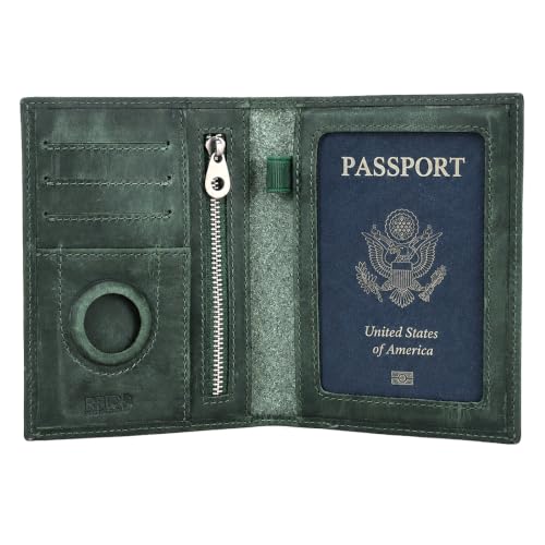CONTACTS Full Grain Leather Rfid Passport Wallet for Airtag Passport Holder