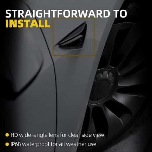 Image of Dasbecan Front Fender Camera Compatible with Tesla | for Tesla Model 3 2017-2023 Model Y 2020-2025 Repeater Camera Left Driver Side Replace# 1125106-50-J 1125106-50-G