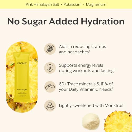 Image of ProMix Nutrition Electrolytes Powder Packets, Pineapple - 30 Servings | Electrolyte Hydration Powder for Fast Rehydration, Energy, Muscle Cramp Relief & Daily Hydration Wellness Support