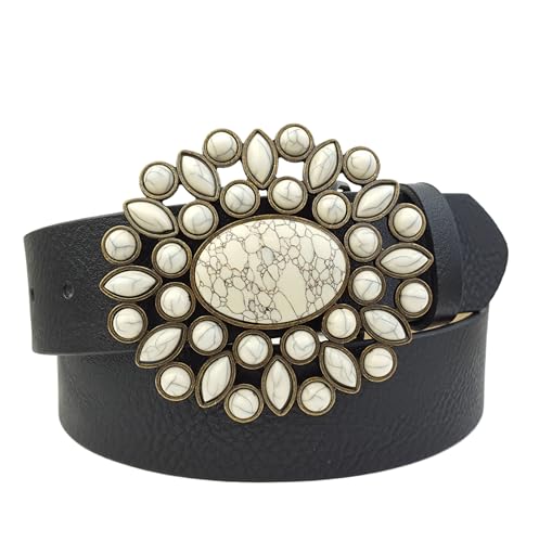 Western Floral buckle with Bone stone Belt