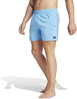 شورت سباحة قصير بتصميم كلاسيك سادة ومزين بنمط العلامة التجارية للرجال من اديداس