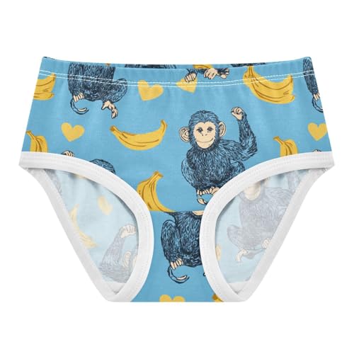 Wusikd Blue Bananas Girls' Underwear Cotton Monkey Girls Briefs Soft Toddler Underwear 2T