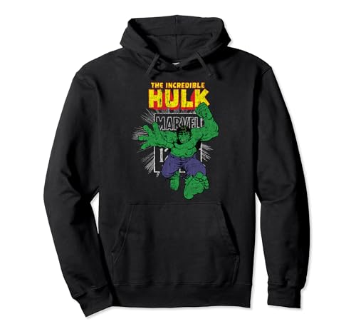 Marvel The Incredible Hulk Retro Comic Book Stamp Logo Pullover Hoodie