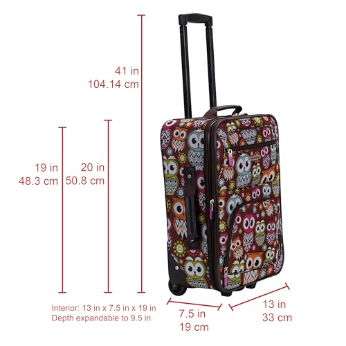 Image of Rockland Fashion Softside Upright Luggage Set, Expandable, Owl, 2-Piece (14 /19)