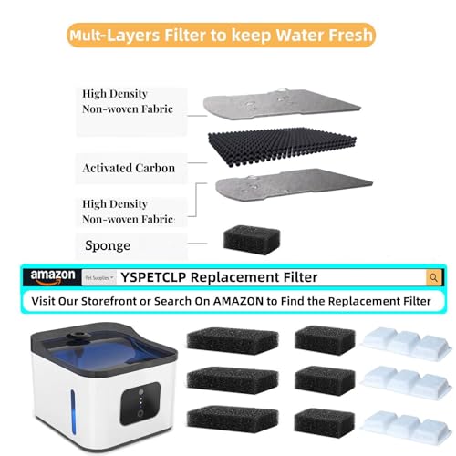 Fuente de agua para gatos automática YSpetclp 4L recargable miniatura 4