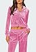 Womens Two Piece Velour Outfits Long Sleeve Zipper Front Hoodie Cargo Workout Pants 2 Piece Velvet Fleece Tracksuit for Women Ladies Wide Leg Sports Set with Pocket Solid Vacation Travel Loungewear