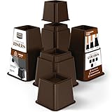 Utopia Bedding Adjustable Bed Furniture Risers - Elevation in Heights 3, 5 or 8 Inch Heavy Duty Risers for Beds and Under Bed Storage - Supports up to 1,300 lbs - (Set of 8 Riser, Brown)