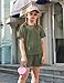 Arshiner Girl's 2 Piece Outfits Summer Fashion Short Sleeve Tops and Shorts with Pockets Kids Clothing Set Army Green 7-8Y