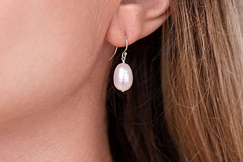Metzakka Silver Threader Pearl Earrings Made With Natural Freshwater Pearl 925 Sterling Silver Hypoallergenic Dangle Earrings For Women Girls, (Silver) #TOP3