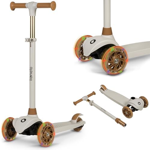 LIONELO Jessy Premium Dreirad-Kinderroller für Kinder 3 Jahre bis 50 kg | mit LED-Rädern, Höhenverstellung und Rutschfester Plattform, Faltbarer Kinderroller. Kinderscooter ab Klei