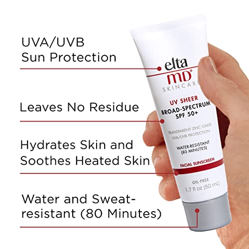 Eltamd Uv Sheer Spf 50+ Face And Body Sunscreen Lotion, Water Resistant Sunscreen With Zinc Oxide, Broad Spectrum Mineral-Based Sun Protection, Non-Greasy, Lightweight, Oil Free Sunscreen, 1.7 Oz Tube #TOP1