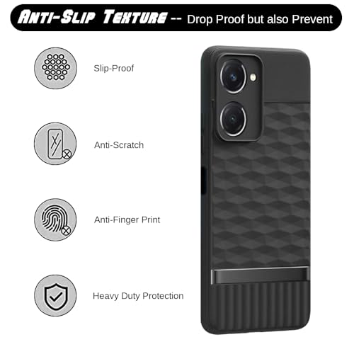 Image of Shockproof Case for Vivo T3x 5G | Full Camera Protection | TPU Flexible Back Cover for Vivo T3x 5G (Matte Black)