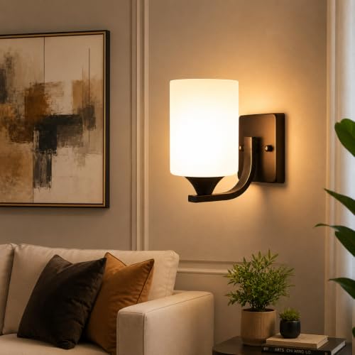 Image of Home Decor Wall Lights Glass Lamp Shade with Premium Finish & E27 Bulb Holder for Living Room, Bedroom, Balcony, Kitchen, Cafes | Decorative Night Lamps Fixtures | Elegant Wall Hanging Lights