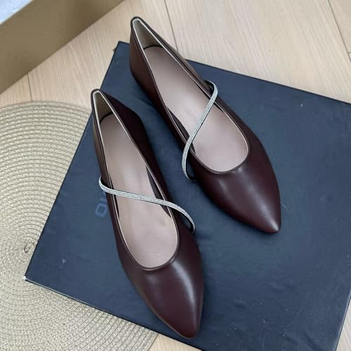 SAILING LU Womens Rhinestone Chain Pointed Toe Ballet Flats Dressy Comfortable Flat Shoes Wedding Party Elegant2