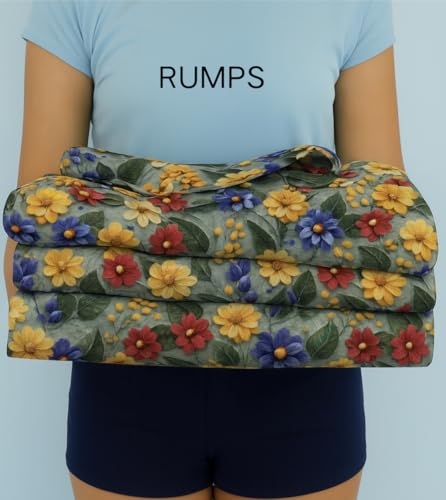 Image of RUMPS 380 TC Premium Heavy Cotton 7D Print Fast Colour Feel Elastic Fitted Floral Bedsheet King Size with 2 Pillow Covers || (Blue Muti, Fitted - 72 inchx78 inch King)
