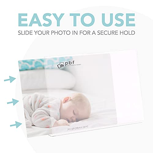 Photo Booth Frames - 7X5 Inch Clear Acrylic Display, Slanted Back 7X5 Horizontal Picture Or Display Plastic Sign Holder With Inserts - 12 Count #TOP3