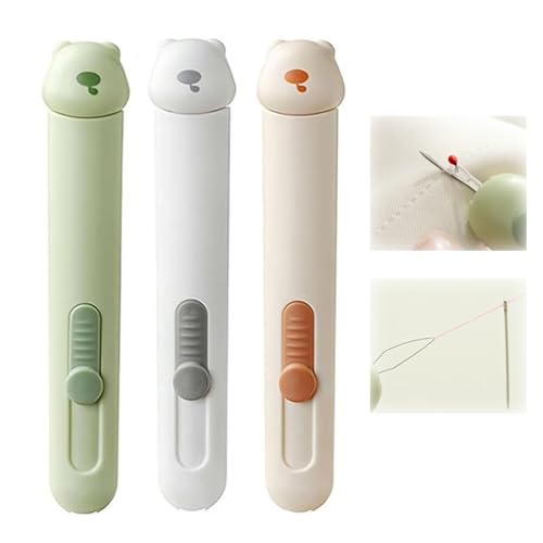 QIYUDA 3Pcs Upgraded 2 in 1 Automatic Needle Threaders Seam Ripper, Quick Thread Stitch Removal Tool