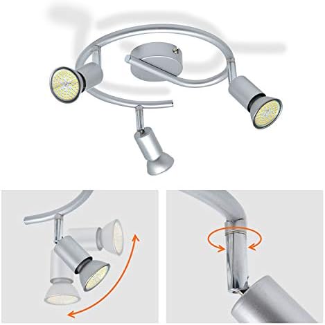 HiBay Modern LED Ceiling Light Adjustable 3 Way Flush Pendant Spotlight Chrome Kitchen Lamp Fitting with 3X 6W GU10 Spot Bulbs Warm White