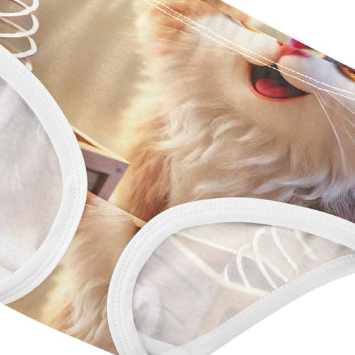 Cotton Toddler Underwear Custom Playful Cat Surprise Cute Girl Panties Cute Designer Kids Undies Briefs 2t4