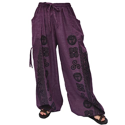 Siamrose Casual Yoga Harem Pants Men Women Baggy Lounge Trousers, 2 Pockets Adjustable Length Purple