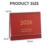Desk Calendar 2025-2026 Standing Flip Academic Desktop Calendar from Sep 2025 to Dec 2026 7.4x6.3 Inch with Twin-Wire Binding Thick Paper for Home Office School (Red) - Image 6