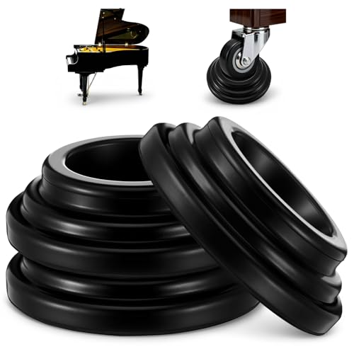 Image of 3 Pcs Piano Caster Cups Hardwood Floors, Grand Piano Floor Protectors, Heavy Duty Non-Slip Felt Bottom Leg Pads for Furniture (Double Layer,Pure Rubber)