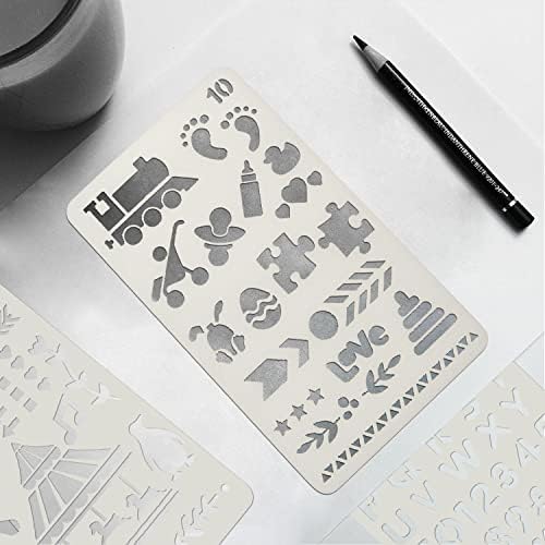 Graplan 24 Pieces Plastic Planner Stencil Stencils Set DIY Drawing Template Reusable Stencil Letters and Numbers for Diary,Journal,Scrapbook, DIY Craft Drawing Template